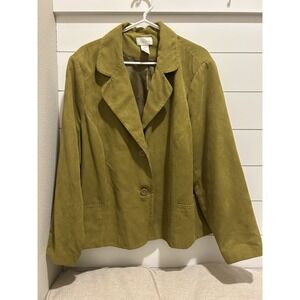 Studio Works Woman Faux Suede Button Jacket 22W Green Western Academia Stitch